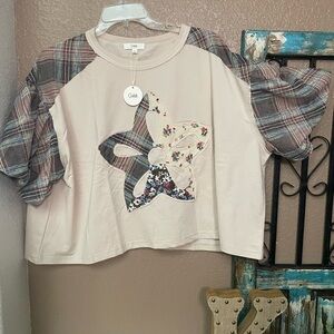 OshKosh B'gosh Kids Plaid Sleeve Top - Cream